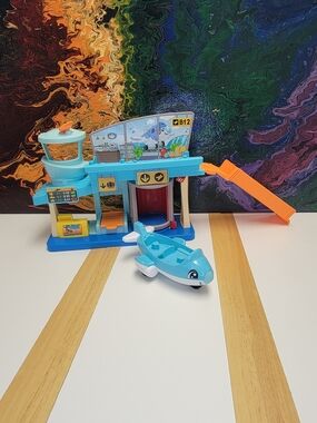Fisher Price Little People Blue Airport Playset with Slide and Toy Airplane